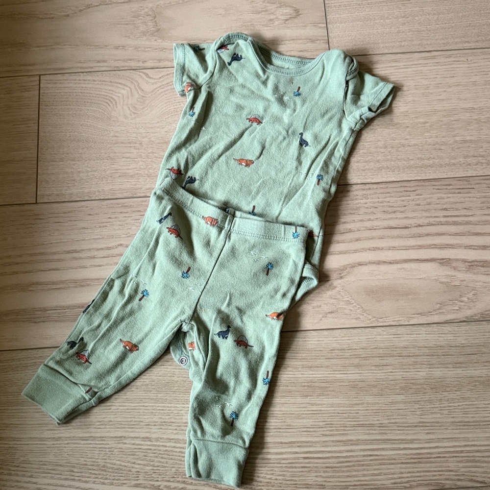 Green Dinosaur Print Baby Outfit